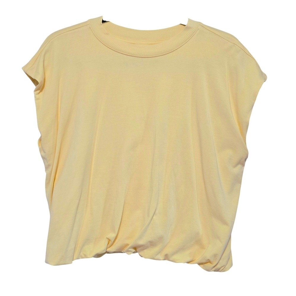 Calia, Pale Yellow‎ Sleeveless Double Layered Cotton Blend,Muscle Tee, Size L